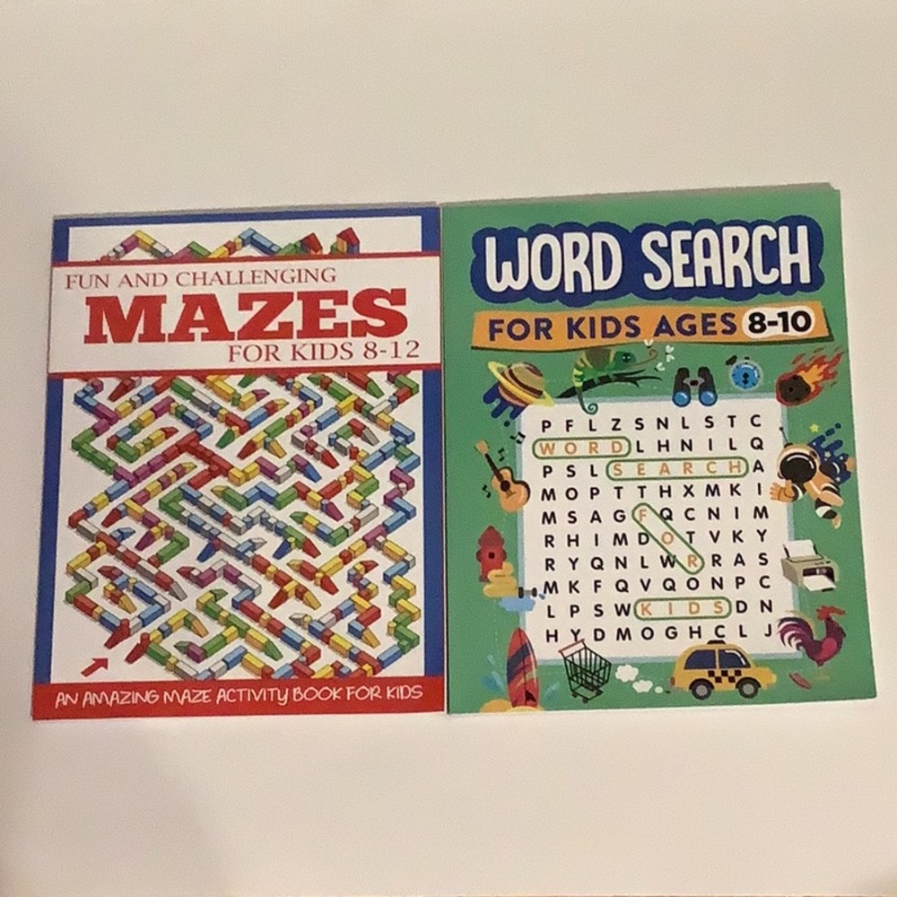 Fun & Challenging Mazes for Kids 8-12 and Word Search for Kids Ages 8-10, NWOT